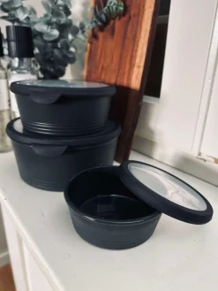 Skåle med låg - Sæt af 3 skåle - Sort