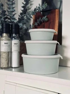 Skåle med låg - sæt af 3 skåle - Hvid