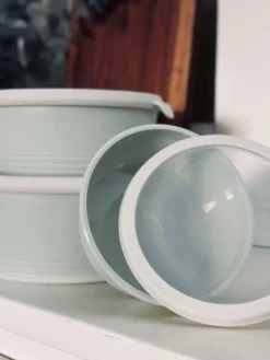 Skåle med låg - sæt af 3 skåle - Hvid