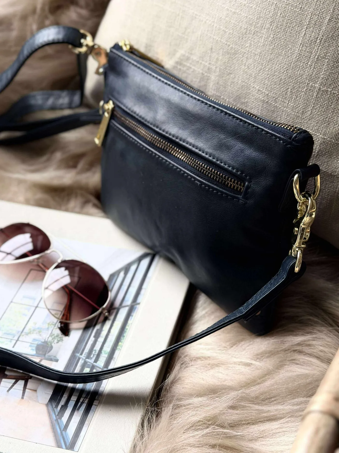 Smuk læder clutch - LADY Midnight Blue