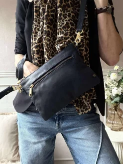 Smuk læder clutch - LADY Midnight Blue