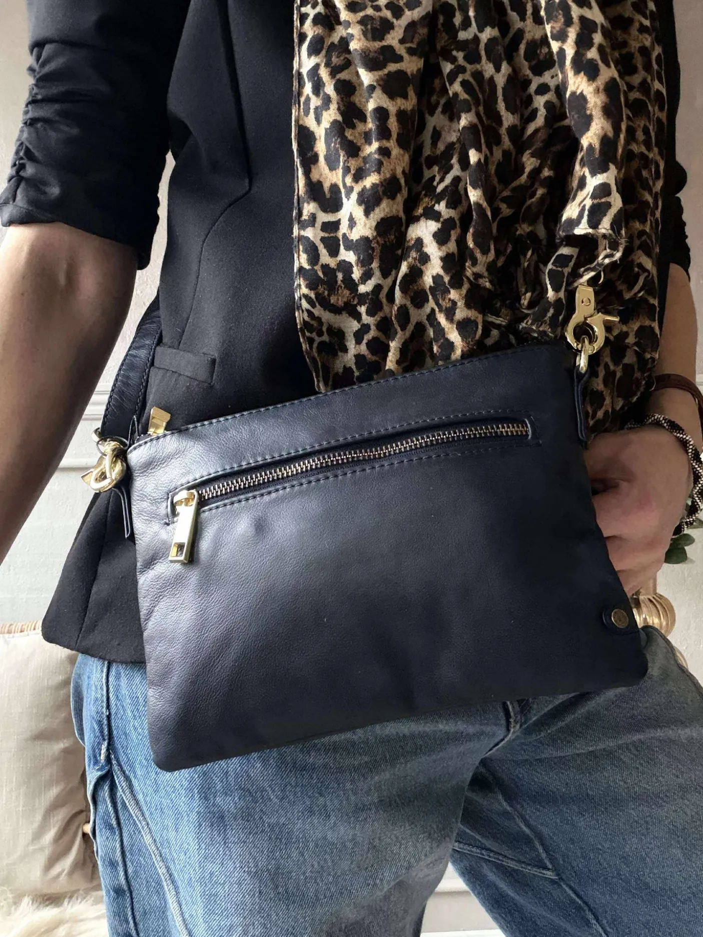 Smuk læder clutch - LADY Midnight Blue