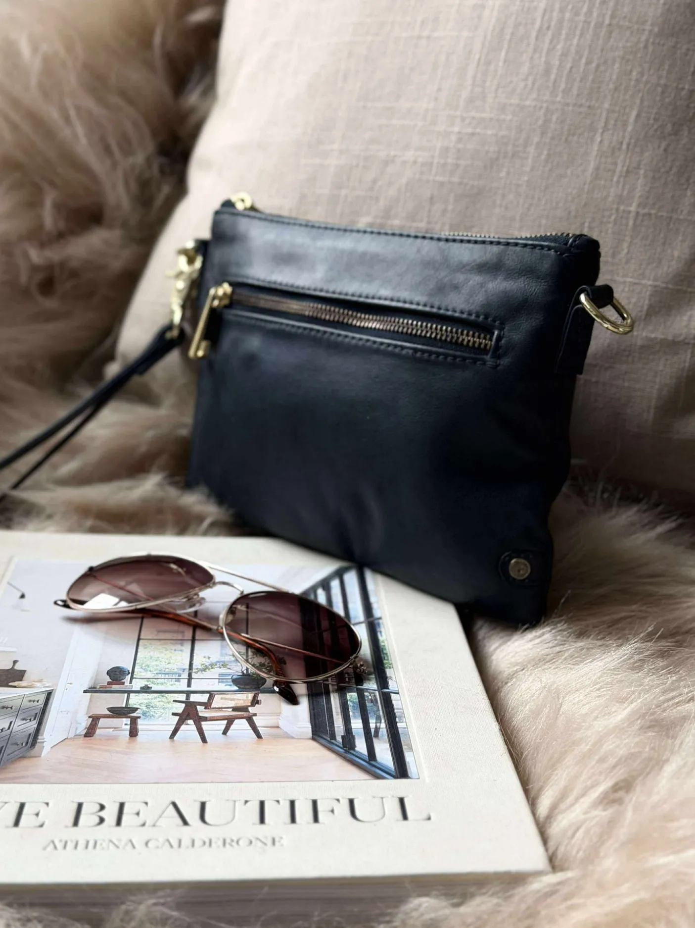 Smuk læder clutch - LADY Midnight Blue