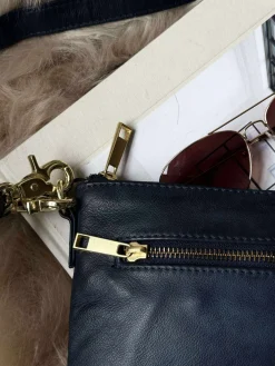 Smuk læder clutch - LADY Midnight Blue