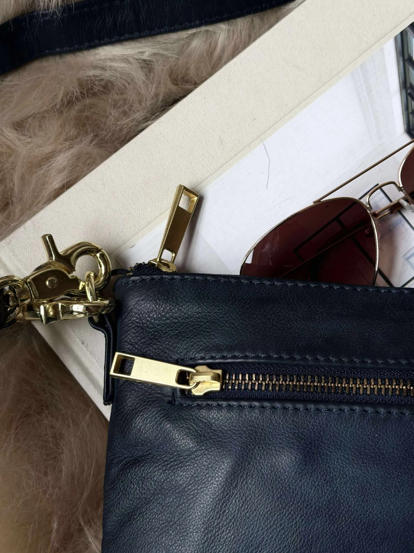 Smuk læder clutch - LADY Midnight Blue