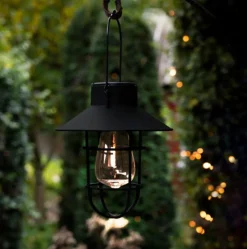 Solar lampe med ophæng - Sort
