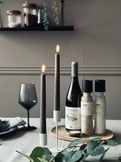 Stagelys / Sæt med 2 stk og fjernbetjening – Grå 24 cm