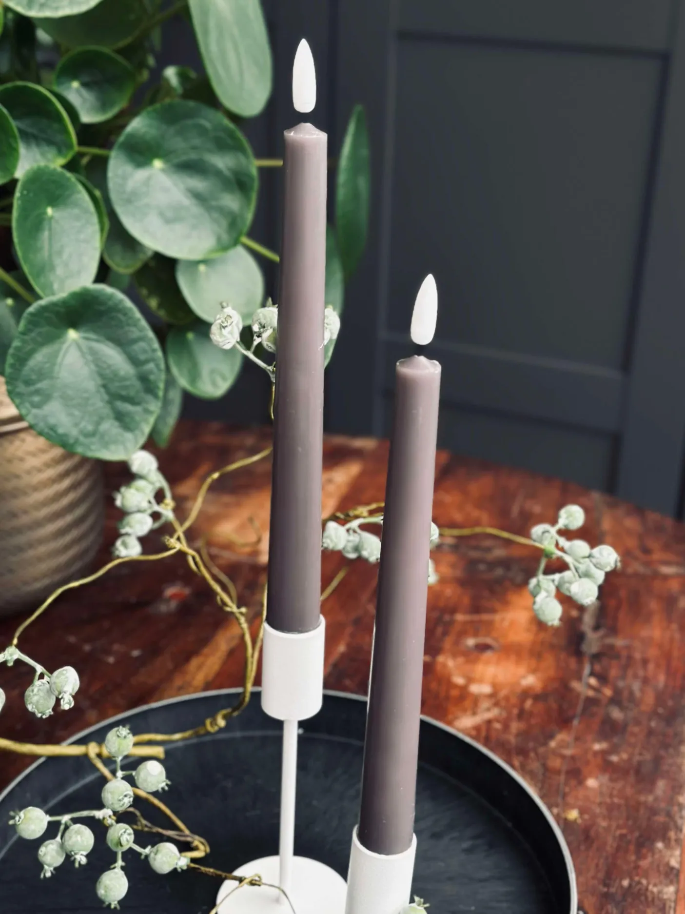 Stagelys / Sæt med 2 stk og fjernbetjening – Sand 24 cm