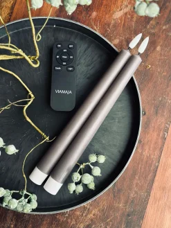 Stagelys / Sæt med 2 stk og fjernbetjening – Sand 24 cm