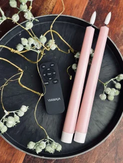 Stagelys / Sæt med 2 stk og fjernbetjening – Rosa 24 cm