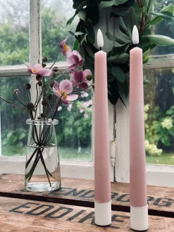 Stagelys / Sæt med 2 stk og fjernbetjening – Rosa 24 cm