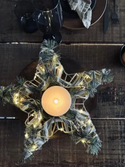 Stjerne med LED lys og gran - 40cm