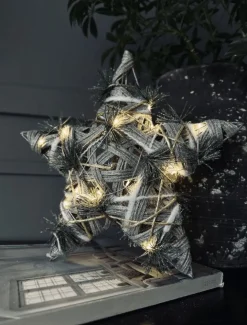 Stjerne med LED lys og gran - 30cm