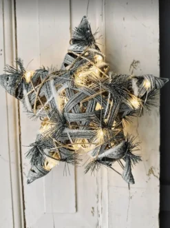 Stjerne med LED lys og gran - 30cm