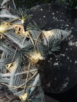 Stjerne med LED lys og gran - 30cm