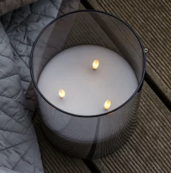 Stort LED Bloklys i glas med 3 væger