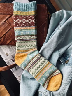 Strømper i flotte farver - Blue / yellow mix