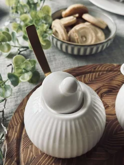 Sukkerskål Riflet - Porcelæn