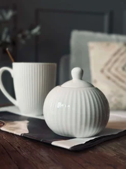 Sukkerskål Riflet - Porcelæn