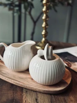 Sukkerskål Riflet - Porcelæn