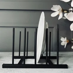 Tallerken stativ i sort metal - 4 tallerkner