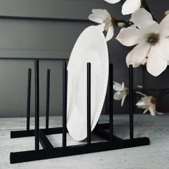 Tallerken stativ i sort metal - 4 tallerkner