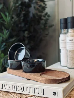 Tapas sæt med 3 skåle og fad - Stone mix