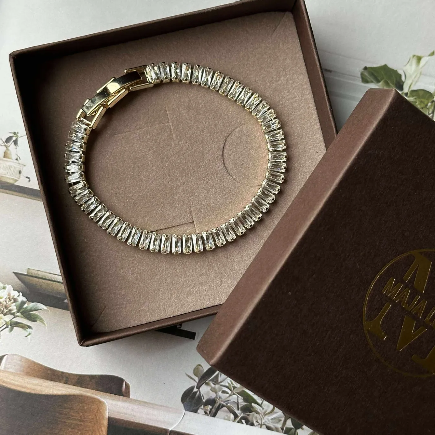 Tennisarmbånd Thelma med zirkoner - guldbelagt