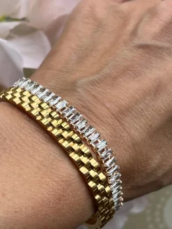 Tennisarmbånd Thelma med zirkoner - guldbelagt