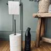 Toiletrulleholder på stativ – Sort metal
