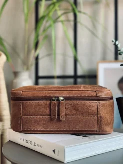 Toilettaske Cognac square