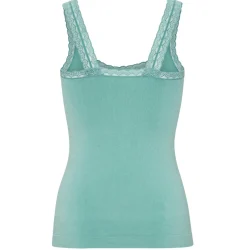 Top med blonde Økotex petrol – Bambus