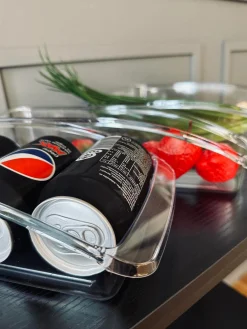 Transparent kasse dåser