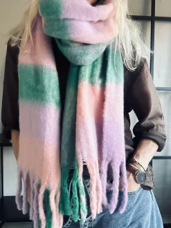 Tørklæde Ninna - Rosa / green