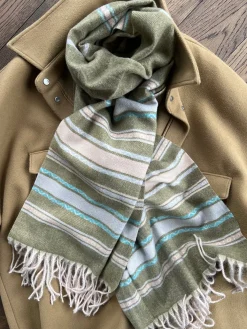 Tørklæde Sasha - Army Grøn Strib