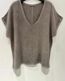 T-shirt Cozy hørmix - Brown