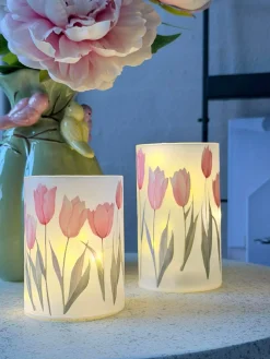 Tulipan stager med led lys - 2stk.