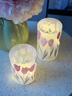 Tulipan stager med led lys - 2stk.