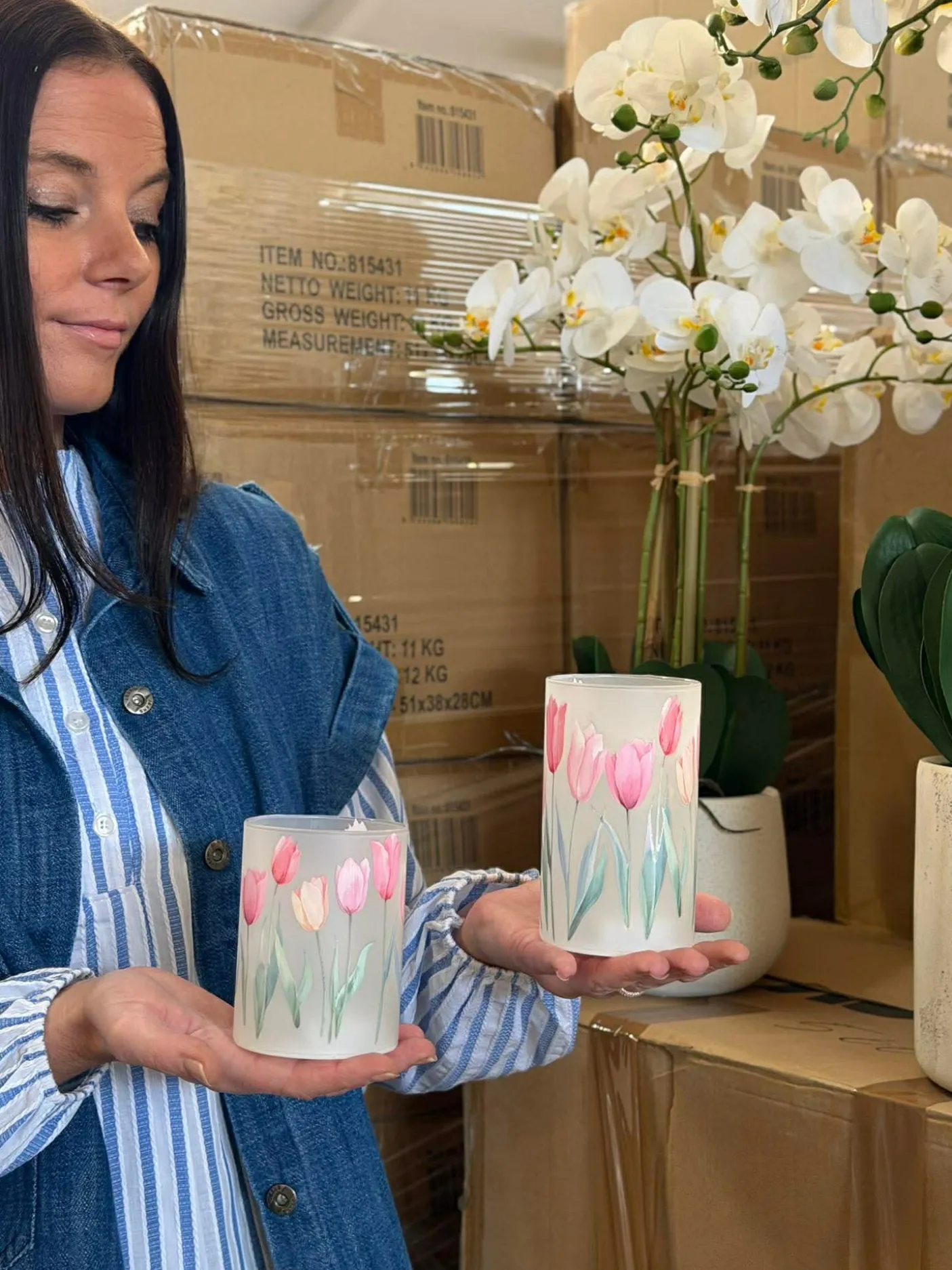 Tulipan stager med led lys - 2stk.