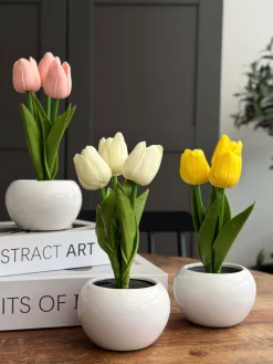 Tulipaner med lys - Gul