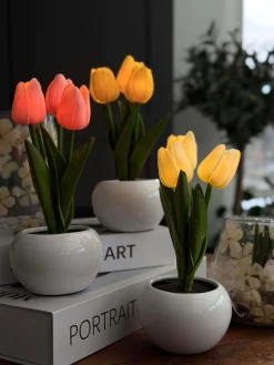 Tulipaner med lys - Rosa