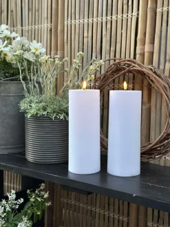 Udendørs XL LED Bloklys H 25cm - Sæt med 2 stk ink fjernbetjening