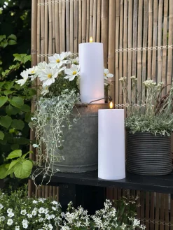 Udendørs XL LED Bloklys H 25cm - Sæt med 2 stk ink fjernbetjening