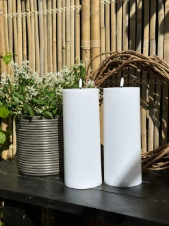 Udendørs XL LED Bloklys H 25cm - Sæt med 2 stk ink fjernbetjening