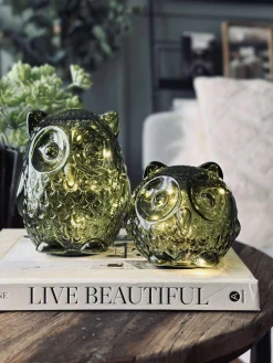 Ugle med led lys og timer - Small