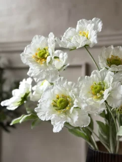 Valmue stilk 62 cm - Hvid