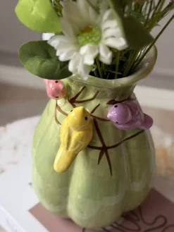 Vase med deko - Hvid eller Grøn