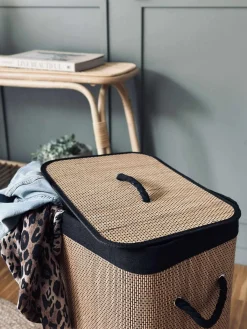 Vasketøjskurv i bambus - Black