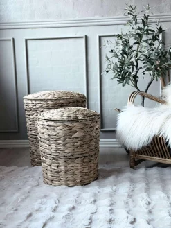 Vasketøjskurv i vandhyacint - 2 stk.