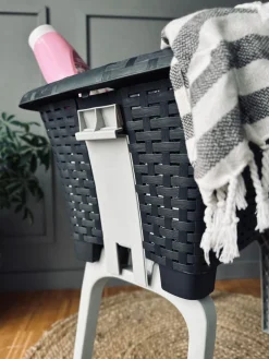 Vasketøjskurv med foldbar ben - Dark grey